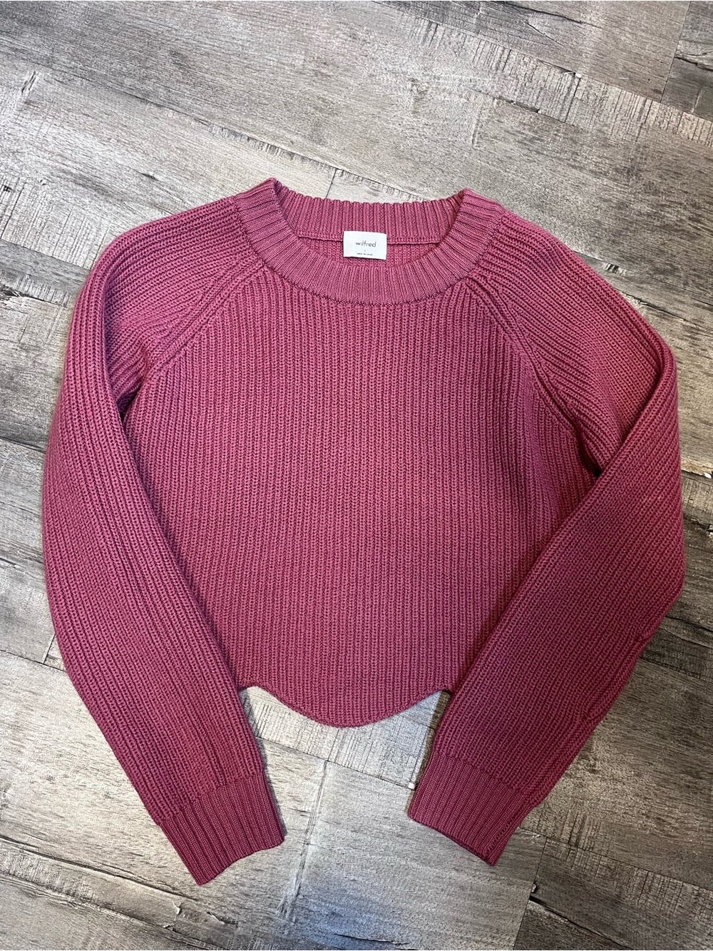 Wilfred Rose-Mauve Ribbed Crewneck Sweater